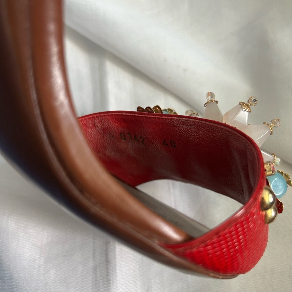 Dolce & Gabbana | leather jeweled sandals - Picture 9 of 11